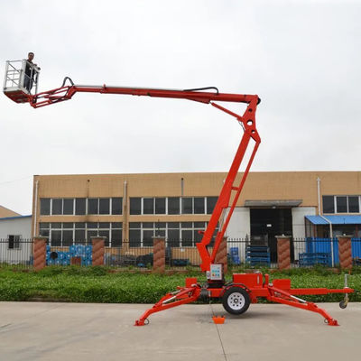 kopen 10m-20m aanhangwagen gemonteerde boomlift rood sleepbaar articulerend boomlift online manufacture