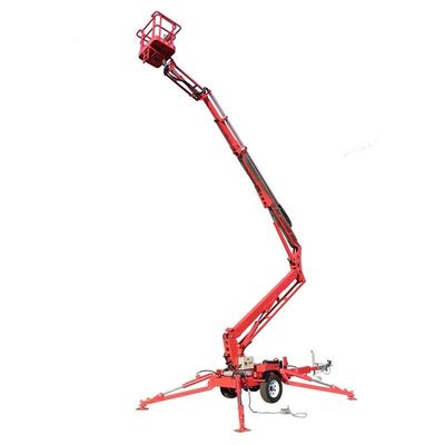 kopen 14m 200kg aanhangwagen gemonteerd articulerende boom lift batterij of gas aanhangwagen man lift online manufacture