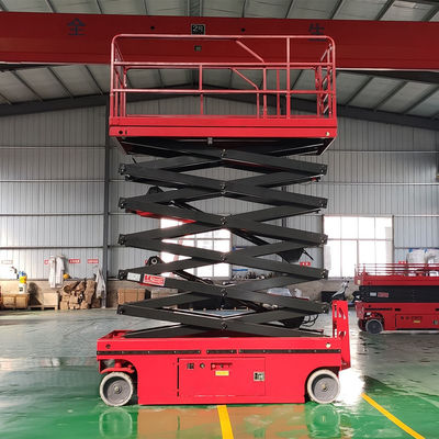 kopen 320kg 10 meter schaarlift Rood zelfrijdend menslift voor magazijn online manufacture