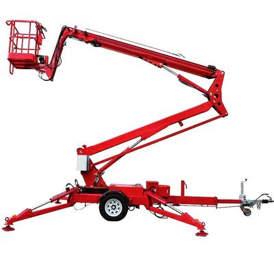 kopen Hydraulische 16 m aanhangwagenboomlift sleepbare gearticuleerde boomlift voor luchtwerk online manufacture