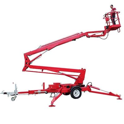 kopen Laad 200 kg Aanhangwagen Gekoppelde boom Lift 12m Aanhangwagen Gemonteerde Cherry Picker online manufacture