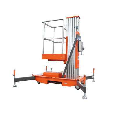 Belasting 150 kg enkelmasthefplatform van aluminiumlegering Oranje