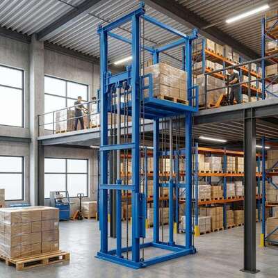 Magazijn Dubbele Gidsrail Vrachtlift 2000kg 9m Verticale Vrachtlift
