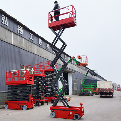 Rode zelfrijdende schaarhoogwerker 450kg 8m werkplatform