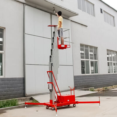 Elektrische aluminium mastlift 8m 10m 150kg verticaal enkele mast luchtwerkplatform