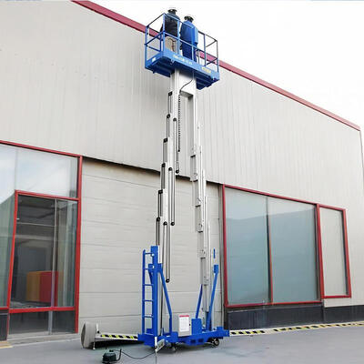 Verticale dubbele mastlift van aluminiumlegering Hydraulische aandrijving 12 m 120 kg capaciteit